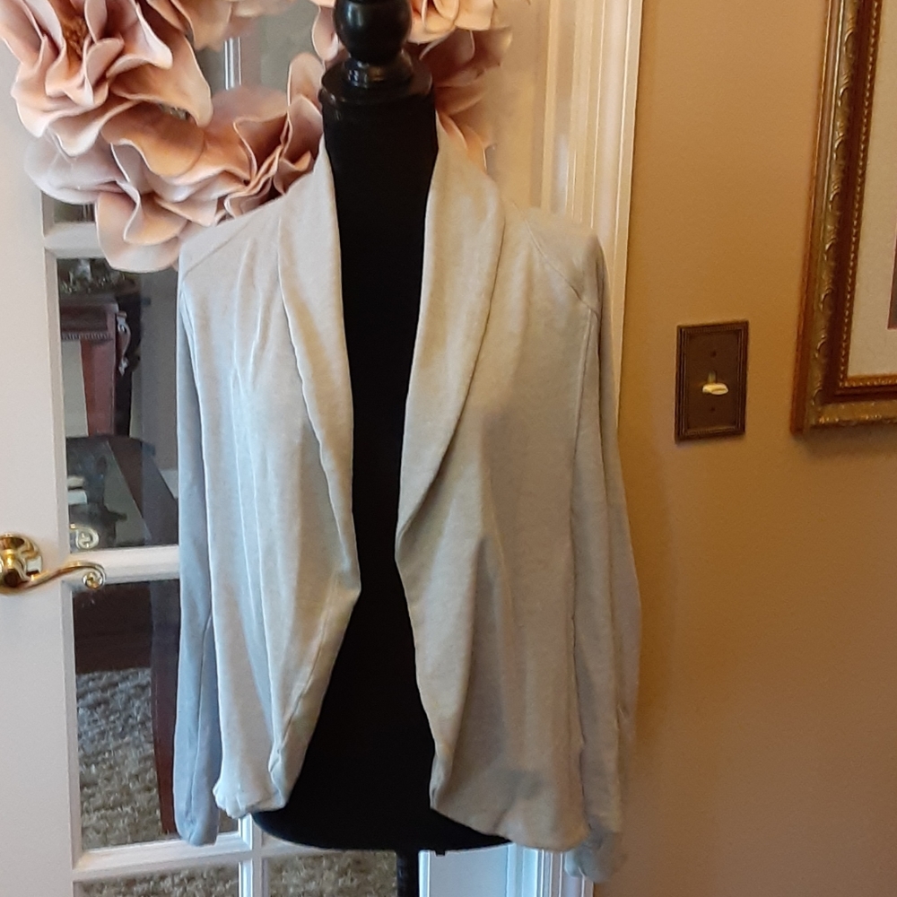 Columbia soft gray sweatshirt cardigan cowl neck long sleeve 2 pocket XS EUC…